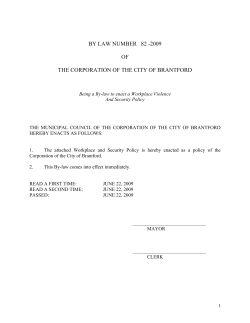 BY LAW NUMBER 82 -2009 OF THE CORPORATION OF THE CITY