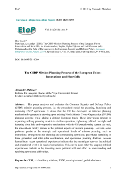The CSDP Mission Planning Process of the European Union