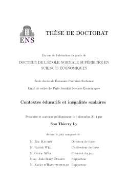 Contextes &eacute;ducatifs et in&eacute;galit&eacute;s scolaires