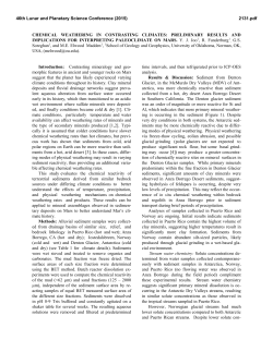 chemical weathering in contrasting climates: preliminary results and
