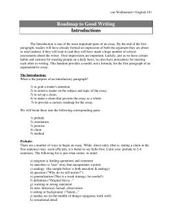 Roadmap to Good Writing Introductions