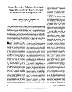 Does a Production Deficiency Hypothesis Account for Vocabulary