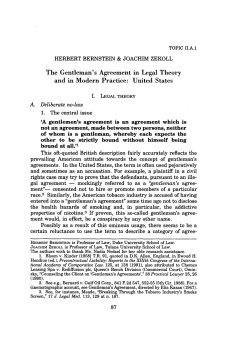 The Gentleman`s Agreement in Legal Theory and in Modern Practice