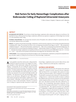 Risk Factors for Early Hemorrhagic Complications after