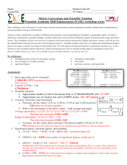 Metric Conversions and Scientific Notation Essential Academic Skill