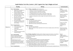 English Medium Term Plan, Summer 1, 2017: Cygnets Class Topic