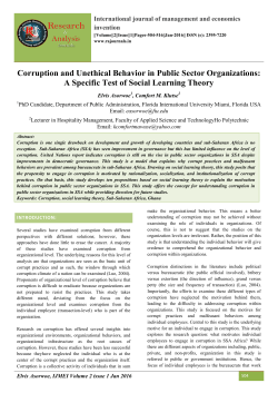 Corruption and Unethical Behavior in Public Sector