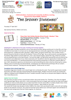 Newsletter 27th April 2017 - The Spinney Primary School