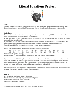 Literal Equations Project