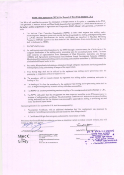 Standard Operating Procedure for Export of Rice to USA