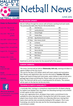 Netball News - Hallett Cove Netball Club