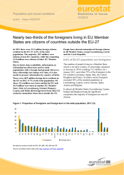 Nearly two-thirds of the foreigners living in EU Member States are