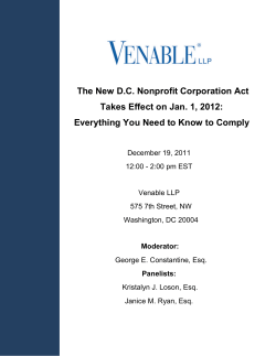 The New DC Nonprofit Corporation Act Takes Effect