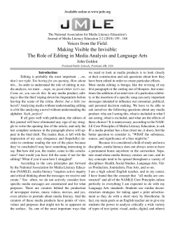 Making Visible the Invisible: The Role of Editing in Media Analysis