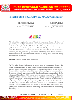 IDENTITY CRISIS IN V. S. NAIPAUL`S A HOUSE FOR MR. BISWAS