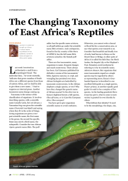 The Changing Taxonomy of East Africa`s Reptiles
