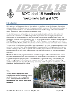 Ideal 18 Handbook 2016. - Royal Canadian Yacht Club