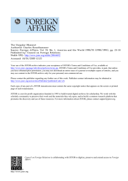 The Unipolar Moment Author(s): Charles Krauthammer Source