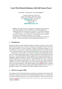 Czech Word Sketch Relations with Full Syntax Parser