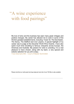 A wine experience with food pairings