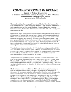 communist crimes in ukraine - Baltic Federation in Canada