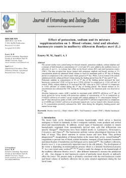 Blood volume, total and absolute haemocyte counts in mulberry