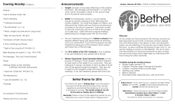 Announcements Evening Worship [ 5:00pm ] Bethel Theme for 2016