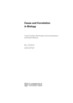 Cause and Correlation in Biology: A User`s Guide to Path Analysis