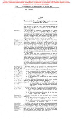 Currency and Exchanges Act 9 of 1933