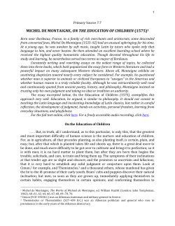 MICHEL DE MONTAIGNE, ON THE EDUCATION OF CHILDREN