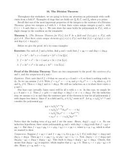 16. The Division Theorem Throughout this worksheet, we are going