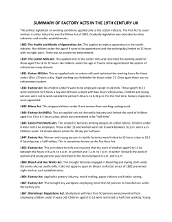 SUMMARY OF FACTORY ACTS IN THE 19TH CENTURY UK