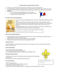 French Revolution Assignment Sheet for Packet