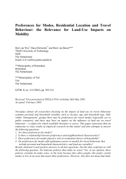 Preferences for Modes, Residential Location and Travel Behaviour