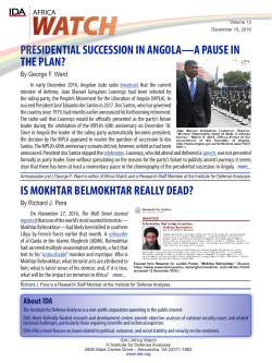 PRESIDENTIAL SUCCESSION IN ANGOLA&mdash;A PAUSE IN THE