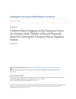 Uniform Patent Litigation in the European Union