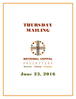 thursday mailing - National Capital Presbytery