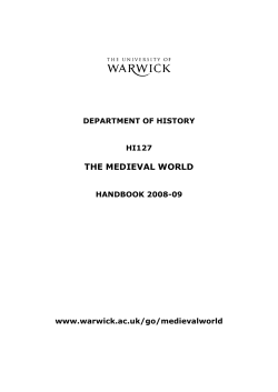 the medieval world - University of Warwick