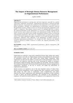 The Impact of Strategic Human Resource Management on