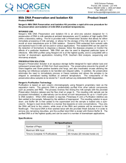 Milk DNA Preservation and Isolation Kit Product Insert