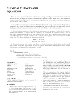 Chemical Changes and Equations Instructions