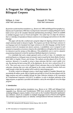 A Program for Aligning Sentences in Bilingual Corpora