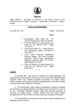 Abstract Legal Studies &ndash; Purchase of furniture to the Men`s Hostel of