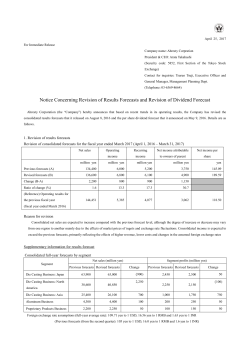 Notice Concerning Revision of Results Forecasts and Revision of
