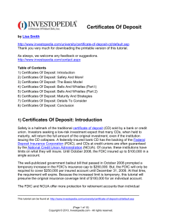 Certificates Of Deposit
