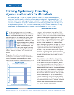 Thinking Algebraically: Promoting rigorous mathematics for all