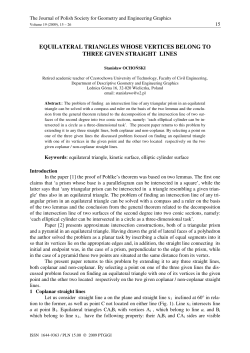equilateral triangles whose vertices belong to three given straight lines