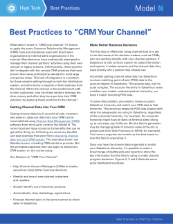 Best Practices to &ldquo;CRM Your Channel&rdquo;