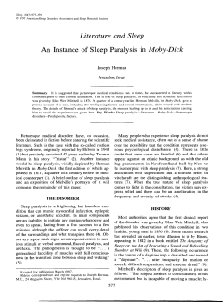 Literature and Sleep An Instance of Sleep Paralysis in Moby-Dick