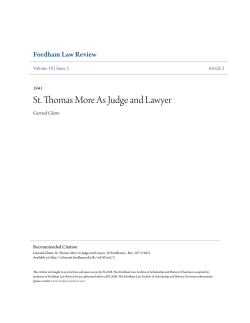 St. Thomas More As Judge and Lawyer